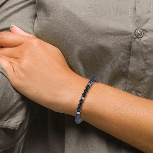 Chisel Stainless Steel Brushed and Antiqued Bronze-plated 6.5mm Black Agate and Lapis Beaded Stretch Bracelet - 1 of 3