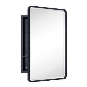TEHOME Eldee Surface Mount Rectangular Metal Framed Bathroom Medicine Cabinet with Mirror - 1 of 4