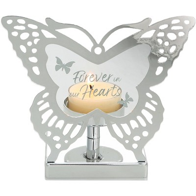 Pavilion Gift Company - Hearts - 4.25" Glass Butterfly Tea Light Holder - Candle Holders
