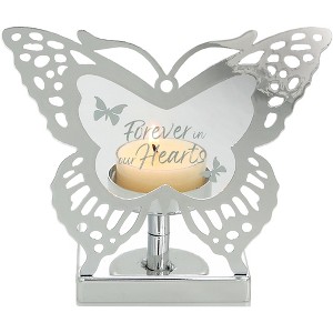 Pavilion Gift Company - Hearts - 4.25" Glass Butterfly Tea Light Holder - Candle Holders - 1 of 4