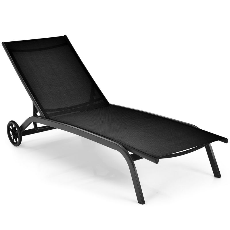 Costway Outdoor Adjustable Chaise Lounge Patio 6-Position Recliner with Wheels, 3 of 8