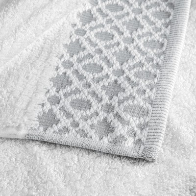Luxury Turkish Cotton Hand Towel Set in White and Light Grey