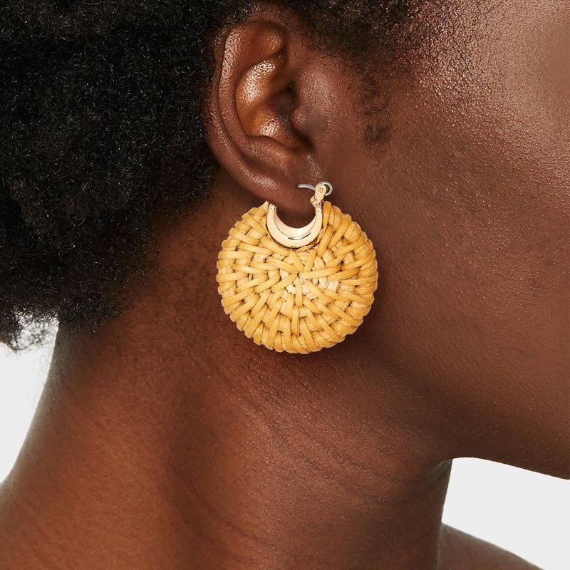 Rattan Disc Earrings - A New Day&#8482; Brown, 3 of 9