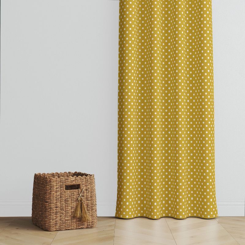 Bacati - Pin Dots Yellow Cotton Printed Single Window Curtain Panel, 2 of 5