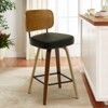 Bekrvio Swivel Counter Height Bar Stools Set of 1/2/3/4,26" Faux Leather Upholstered Bar Stools with Back & Bent Wood Frame for Kitchen Island - 2 of 4