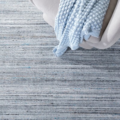 Gray Handmade Square Wool and Viscose Area Rug