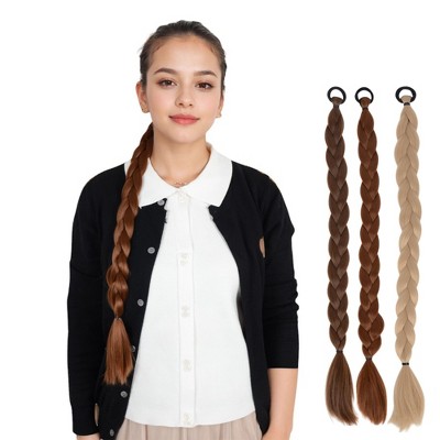 Alilang 24 Inch Long Braided Ponytail Hair Extension with Elastic Band Natural Synthetic Braid