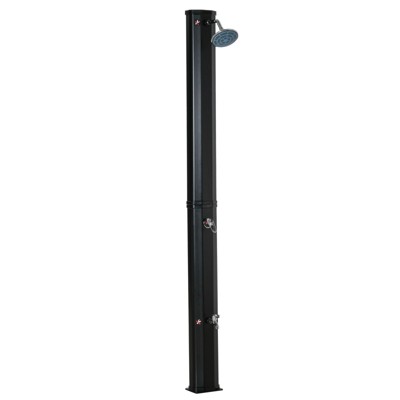VisioGear 9.2 Gallons Outdoor Shower with 360 Rotating Rainfall, Handheld Shower Head, Outdoor Shower for Backyard Poolside, Black, 7"*5.8"*85"