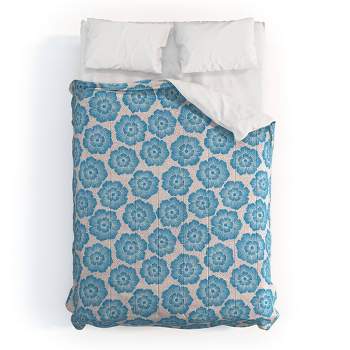 Schatzi Brown Lucy Floral Comforter Set Turquoise - Deny Designs