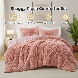 Peace Nest Fluffy Shaggy Faux Fur Comforter Set, Fuzzy Plush Bedding Set - 1 of 4