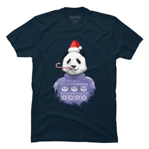 Men's Design By Humans Christmas panda By NikKor T-Shirt - 1 of 4