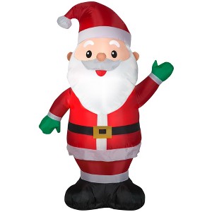 Gemmy Christmas Airblown Inflatable InflatableSanta , 4 ft Tall, Red - 1 of 3