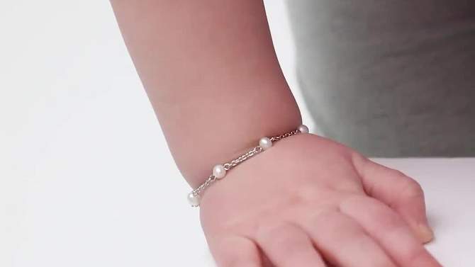 Girl's Chain & Freshwater Pearl Satelite Bracelet Sterling Silver - In Season Jewelry, 2 of 7, play video