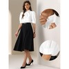 INSPIRE CHIC Women's Bow Tie Neck Button Down Short Puff Sleeve Bodysuit - 2 of 4