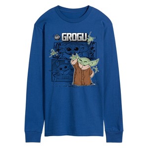 Men's - Star Wars - The Mandalorian Grogu Panels Long Sleeve Graphic T-Shirt - 1 of 4