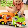 Joyfy Dinosaur Truck Toy with 6 Rubber Cars, Music & Lights, Dinosaur Car Carrier Truck Toy, Toddler Easter Birthday Gift for 2 3 4 5 Year Old Boys - 4 of 4