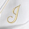 Linum Home Textiles Hotel 100% Turkish Cotton Waffle Terry Personalized White Bathrobe with Gold Satin Piped Trim in Gold Script Font - 2 of 2