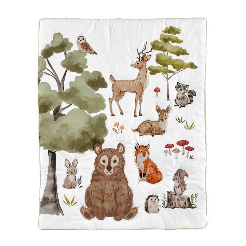 Sweet Jojo Designs Gender Neutral Crib Bedding + BreathableBaby Breathable Mesh Liner Watercolor Woodland Forest Animals 6pc, 4 of 7