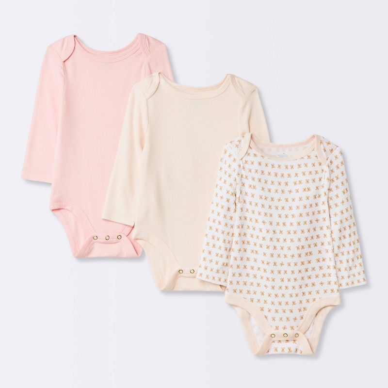 Baby Girls' 3pk Modal Blend Bodysuit - Cloud Island™ Pink, 1 of 7