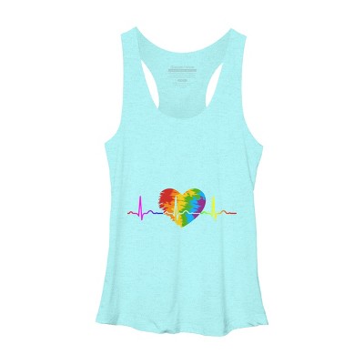 Adult Design By Humans Rainbow Heartbeat Pride By corndesign Racerback Tank Top