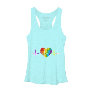 Adult Design By Humans Rainbow Heartbeat Pride By corndesign Racerback Tank Top - 1 of 2