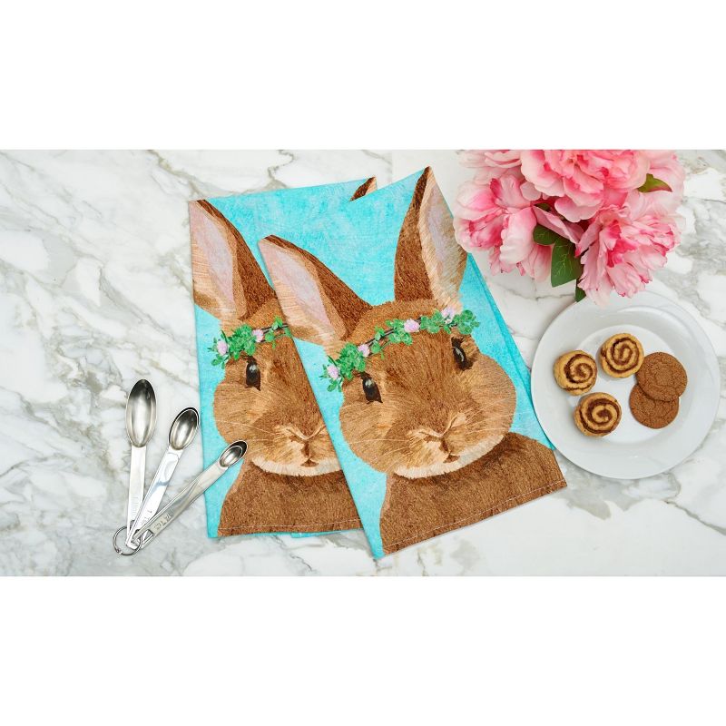 C&F Home Clover Easter Bunny Printed Flour Sack Kitchen Towel, 2 of 6