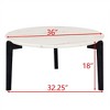 36 Inch Round Coffee Table, Modern And Stylish Small Coffee Table, Imitation Marble Tabletop With Wood Legs - 3 of 4