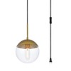 Elegant Lighting Eclipse 1 Light Brass plug in pendant With Clear Glass - 3 of 4