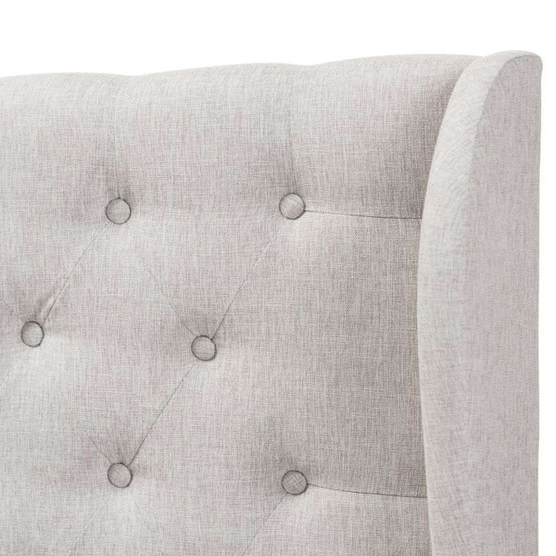 Cadence Modern and Contemporary Fabric Button Tufted Winged Headboard Gray - Baxton Studio, 4 of 7
