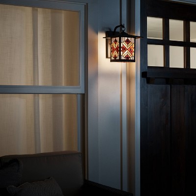 Vintage-Inspired Bronze Tiffany-Style Lantern Wall Sconce