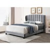 DOMETOUR Velvet Tufted Curved Platform Bed, Queen - Silver Grey - 3 of 4