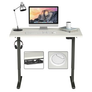 Costway Electric Standing Desk Sit to Stand Height Adjustable Dual Motor White/Black/Grey - 1 of 4