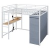Okak 77.4IN Twin/Full Size Metal Loft Bed with Desk, Bed Frames with High Safety Guardrails and Wardrobe, Twin Bed for Bedroom, Dormitory - 3 of 4