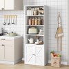 Bookcase with Doors Farmhouse Bookshelf 11.8in Depth Wooden Display Storage Shelves 71.4in Tall Bookcases - 3 of 4