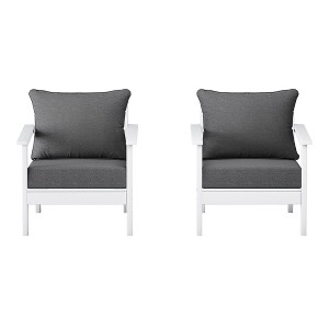 WestinTrends Avalon Outdoor Modern HDPE Patio Club Chairs with Deep Seat Cushions (Set of 2) - 1 of 4