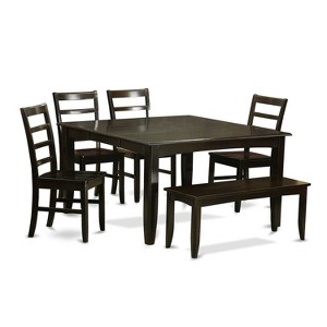Mediterranean Dinette Set - Kitchen Table with 4 Chairs & Bench - Solid Wood Dining Room Set - 1 of 4