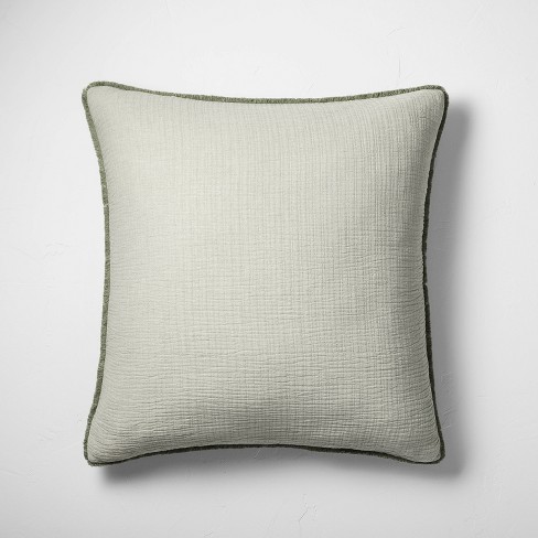 Euro Textured Chambray Cotton Pillow Sham Sage Green Casaluna