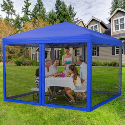 Pop Up Canopy Tent, Portable Easy Up Outdoor Screen Shelter with Mosquito Netting, Patented One Push Immediate Sun Shade with Wheeled Bag