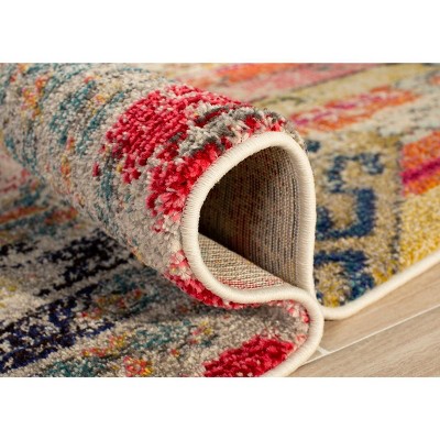 Bohemian Flair Light Grey & Multicolor 10' x 14' Synthetic Area Rug
