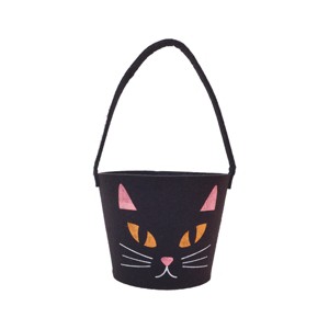 Gallerie II Cute Halloween Cat Felt Candy Basket Bucket with Soft Handle - 1 of 2