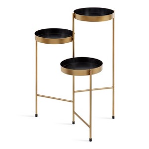 Kate and Laurel Finn Plant Stand, Black and Gold - 1 of 4