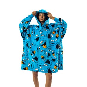 Sesame Street Cookie Monster All-Over Print Blue Long Sleeve Oversized Hoodie Wearable Blanket-OSFA - 1 of 4