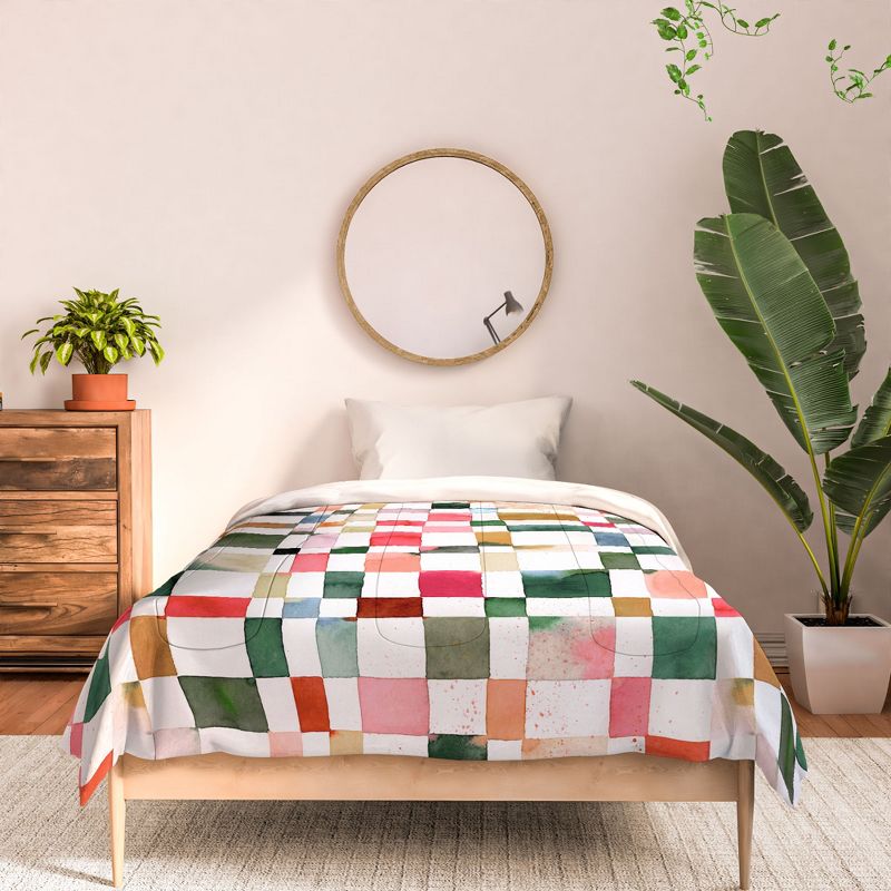 Ninola Design Watercolor checker Yuletide Comforter + Pillow Sham(s) - Deny Designs, 3 of 4