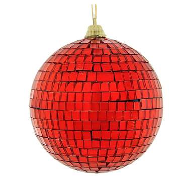 Northlight Shiny Red Hot Mirrored Disco Glass Christmas Ball Ornament 8 ...