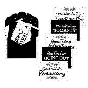 Big Dot of Happiness Black and White Wedding - Date Night Cards for Couples Gift Box Kit - Open When Letters - Set of 8