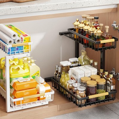 TruAIR White Under Sink Pull-Out Organizer ¨C 2-Tier Carbon Steel Storage Shelf for Kitchen/Bathroom Cabinets — фото 4