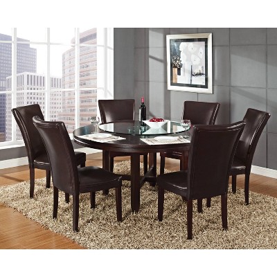 Transitional 72" Dark Oak Round Dining Table