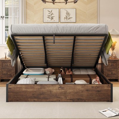AMERLIFE Lift Up Storage Bed with Storage Underneath, No Headboard