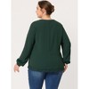 Agnes Orinda Women's Plus Size Fashion Pleated Lace Trim Hem V Neck Long Sleeve Solid Blouses - 4 of 4