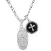 Steeltime 24" Men's stainless steel Our Lady of Guadalupe and round cross with black enamel pendant charms - 2 of 4